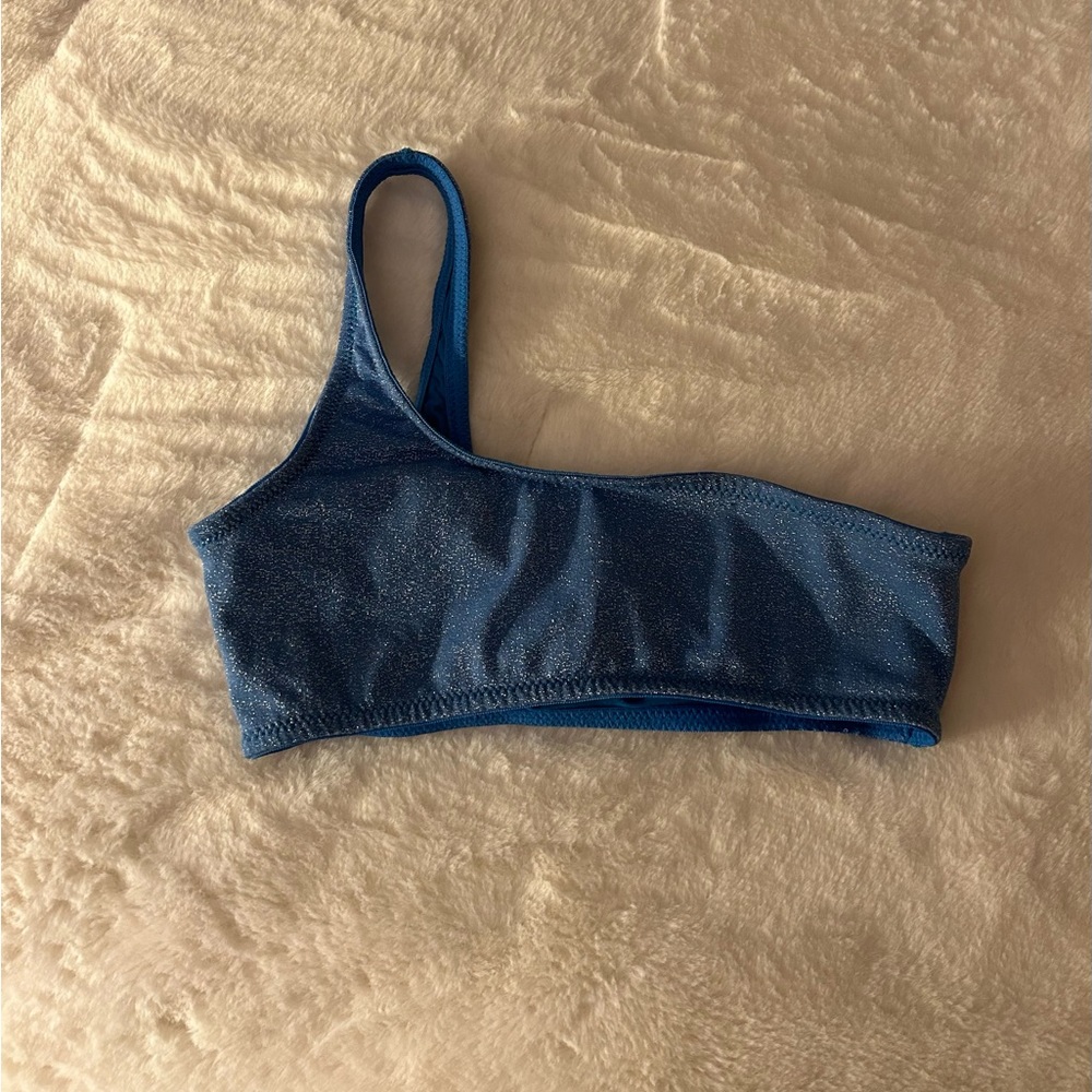 Triangl blue sparkle one shoulder bikini top!